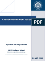 Course Outline Alternative Investment Valuation - Muhammad Owais Qarni