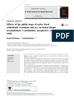 Effects of The Initial Stage of Active Fixed Orthodontic Treatment and Sex On Dental Plaque Accumulation: A Preliminary Prospective Cohort Study