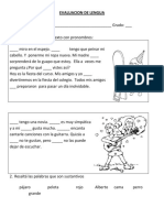 Evaluacion Pronombres Personales, Sustantivos y Adjetivos