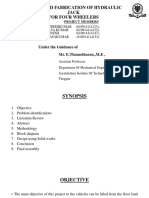 Design and Fabrication of Hydraulic Jack For Four Wheelers: Under The Guidance of Mr. E.Thamotharan.,M.E