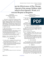 A Study To Evaluate The Effectiveness of Play Therapy in Reducing Post-Operative Pain Among Children Aged 6-12 Years Admitted in Post-Operative Wards, in A Selected Hospital at Bengaluru