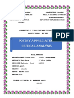 Poetry Appreciation: Critical Analysis: Literature and Civilisation Course Code: Bif 151