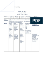 TP Task 3 - Planning For Learning: Weekly Plan KG - 2 Term 1. Week 9 Oct 28 - Nov 1, 2018