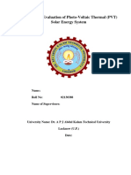 Analysis and Evaluation of Photo-Voltaic Thermal (PVT) Solar Energy System