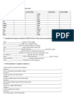 7 Past Tense Quiz Worksheet