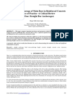 Treatment of Anchorage of Main Bars in Reinforced Concrete by Codes of Practice - A Critical Review (Part One: Straight Bar Anchorages)