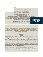 Republic Act No. 7836: Philippine Teachers Professionalization Act of 1994