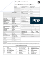 Reference Values For Common Laboratory Tests: Pharmacotherapy Self-Assessment Program