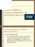 Legal Forms & Characteristics of Business Organization