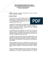 Propiedades Coligativas: Determinación Del Peso Molecular Mediante Abatimiento Crioscópico.