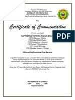 Certificate of Commendation Fire Olympics