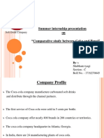 Summer Internship Presentation On "Comparative Study Between Coke and Pepsi"