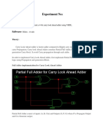 Experiment No:: To Design and Implement A 4-Bit Carry Look Ahead Adder Using VHDL