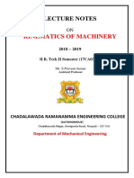 Kinematics of Machinery: Lecture Notes