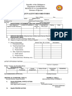 Equivalent Record Form: Republic of The Philippines Department of Education Region Iv-A Calabarzon Division of Quezon