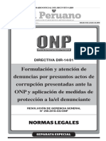 Directiva para La Formulación y Atención de Denuncias Por Presuntos Actos de Corrupción Presentadas Ante La ONP y Aplicación de Medidas de Protección Al Denunciante