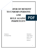 Transfer of Benefit To Unborn Persons and Rule Against Perpetuity