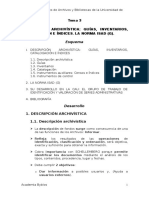 Tema 3. Descripción Archivística. Inventarios, Guias, Catalogos