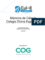 Memoria de Cálculo Colegio Divina Esperanza: Gabriel Heredia Fuentes Ingeniero Civil en Obras Civiles Abril 2015