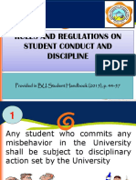 Rules and Regulations On Student Conduct and Discipline: Provided in BU Student Handbook (2015), P. 44-57