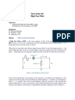 First Order RC High Pass Filter: Objectives