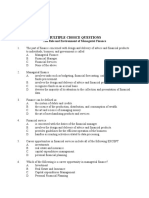 Multiple Choice Questions: The Role and Environment of Managerial Finance