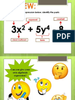 In The Algebraic Expression Below, Identify The Parts:: Exponent Constant