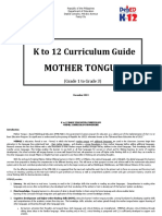 K To 12 Curriculum Guide: Mother Tongue