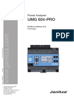 Janitza UMG 604 PRO Modbus Address List and Formulary en PDF