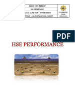 Close Out Report: Hse Department Period: JUNE 2013 - OCTOBER 2013 1 Article - Sub Sea Manifold Project