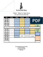 Schedule For Summer Classes