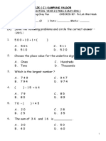 Mathematics Year 2 (Pkbs 2-May 2011) Prepared By: PN Leong Choy Fun Checked By: PN Loh Wei Heah Name: - (2) Date: - Marks