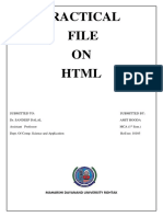 Practical File ON HTML: Maharshi Dayanand University Rohtak