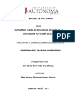 Tesis AUTOESTIMA Y NIVEL DE DESEMPEÑO DOCENTE Universidad PDF