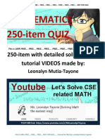 FREE 250 MATH Problems With Links For Tutorial VIDEOS