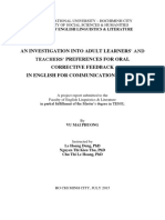 An Investigation Into Adult Learners' and Teachers' Preferences For Oral Corrective Feedback