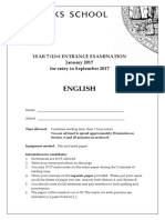 Sevenoaks School ENGLISH Y7 2017 Exam Paper