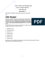 OSI Model: Programme: MCA 5 Year Integrated Course Course: Computer Networks Code: MCA - 301 Assignment - I