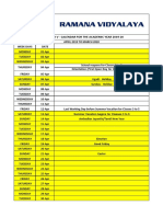 Ramana Vidyalaya: Class Iii To V - Calendar For The Academic Year 2019-20