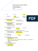 Examinees Descriptive Questionnaire