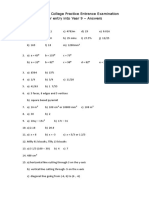 Year 9 Maths - Practice Paper Answers (Sept 2017)