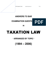 Taxation Law: Answers To Bar Examination Questions