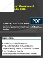 Engineering Management Course Code: EMG: Instructor: Engr. Cesar Amante Ting