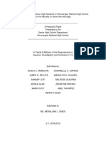 The Perception of Senior High Students in Hinunangan National High School On The Morality of Same