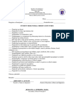 Student Behavioral Observation Form: Teacher's Name & Signature Parent's/Guardian's Name and Signature