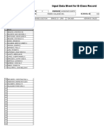 Input Data Sheet For E-Class Record: Region Division School Name School Id