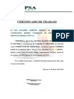 Certificado de Trabajo