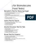 Testing For Biomolecules (Food Tests) : Benedict's Test For Reducing Sugar