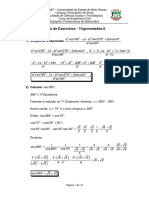 Exercícios Trigonometria