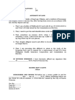 Affidavit of Loss of Identification Card